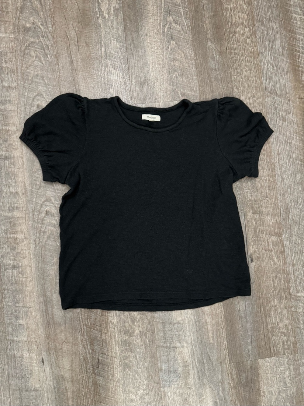 Cotton Black Puff Sleeve Top Madewell Sz M - Picture 2 of 8
